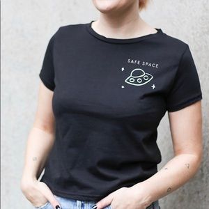 Black “Safe Space” short-sleeve tee